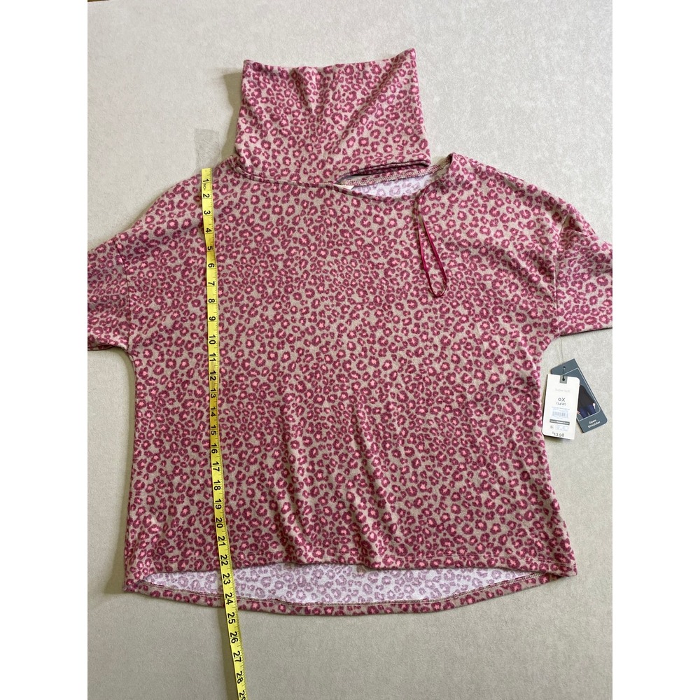 Terra & Sky Pink Leopard Print Open Shoulder Turtleneck Top 0X NEW - Picture 3 of 12